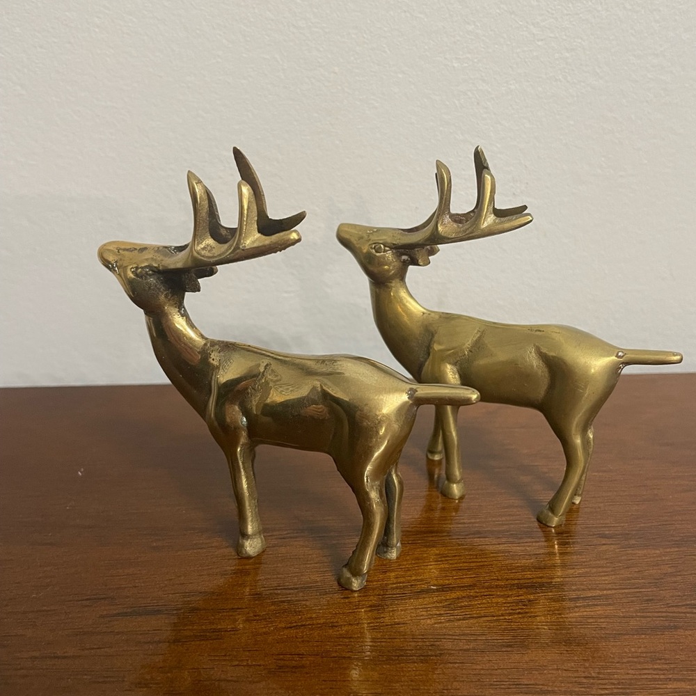 Elegant Brass Reindeer Figurines